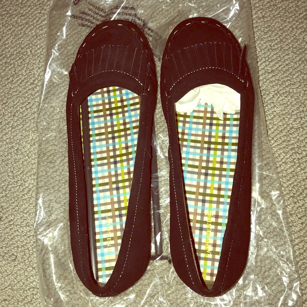 Lands end suede black flats